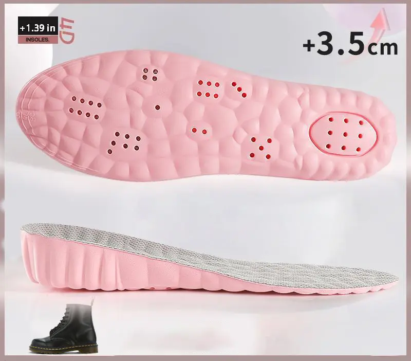 Pink Invisible Heightening Shoe Insoles - Synthetic Full-Coverage Footwear Booster Insoles for Adult Gym Sports, Discreetly Enhance Your Height