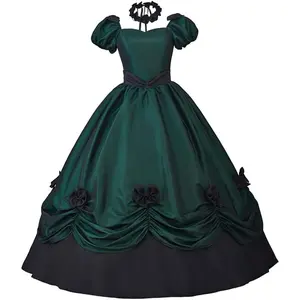 Women's Gothic Victorian Rococo Dress Civil War Southern Belle Tea Party Ball Gown Medieval Evening Dress