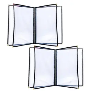 Restaurant Menu Covers 8.5 x 11 Inch, 4-Page 8-View  & Clear Plastic Menu Holders for Bars, Cafes - Fits A4 Size Paper (2 Pack)