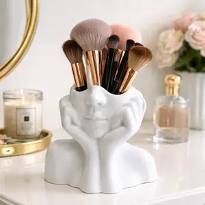 Human Body Art Styling Storage Box Nordic  PVC material Design Household Student Dorm Desk Stationery Pen Holder Makeup Brushes Holder, Creative Organizer for Office Desk, Vanity & Bedroom, Multi-Functional Storage for Cosmetics, Pens, Tools