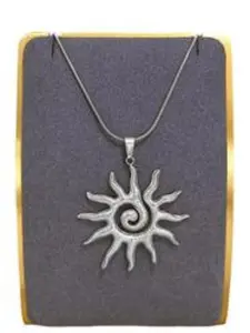 Unique Vintage Silver Color Sun Totem Necklace, Unlock Your Mysterious Retro Vibe, Elevate Your Style with High-End Feel