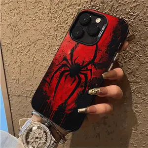 Red Spider Pattern Case for iPhone 16 15 14 Pro Max 13 12 11 XR XS Plus Shockproof Drop Protection Durable PC Smartphone Cover