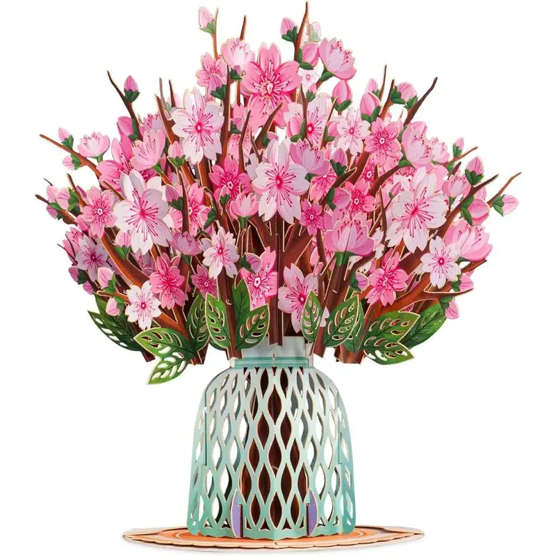 Valentine's Day Card, 3D Pop-Up Card with Flower Bouquet Keepsake Gift, 8“*6”, Romantic Valentines Gifts and Flowers 2-in-1 Idea for Valentine, Birthday, Wedding, Anniversary, Wife Husband, Mom, Women, Him Her, Girlfriend Boyfriend，Paper，Love