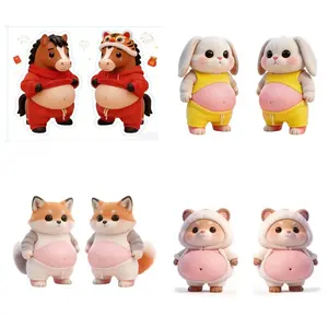 8pcs 3D Dog and Cat Belly Soft Silicone Anti-Collision Stickers Decorative Stress-Relief Labels Suitable for Phone Laptop Refrigerator Door Handles
