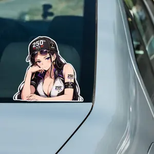 Robin 250th U.S. Vinyl Sticker, Patriotic Anime Girl Decal, Waterproof Elegant Waifu Sticker, Car Laptop Desk Decor