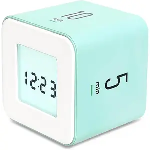 Multi Cube Timer Clock (Mint) Rotating Flip Gravity Sensor Time Management Digital LED Clock & Timer 1, 3, 5, 10 min Setting  Desk Office Productivity  Workout Kitchen
