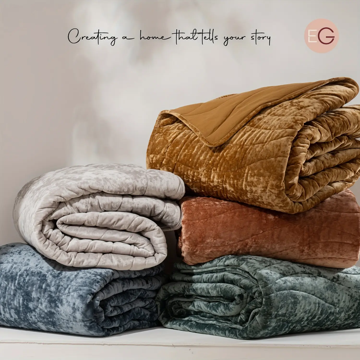 CURATED EVERGRACE Luxury Velvet Quilt King Size, Ultra Soft Velvet Bedding Set, Lightweight Velvet Comforter for All Season, Wave Crushed Velvet Coverlet Oversized Bedspread with 2 Shams
