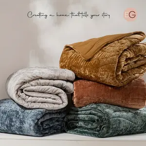 CURATED EVERGRACE Luxury Velvet Quilt King Size, Ultra Soft Velvet Bedding Set, Lightweight Velvet Comforter for All Season, Wave Crushed Velvet Coverlet Oversized Bedspread with 2 Shams