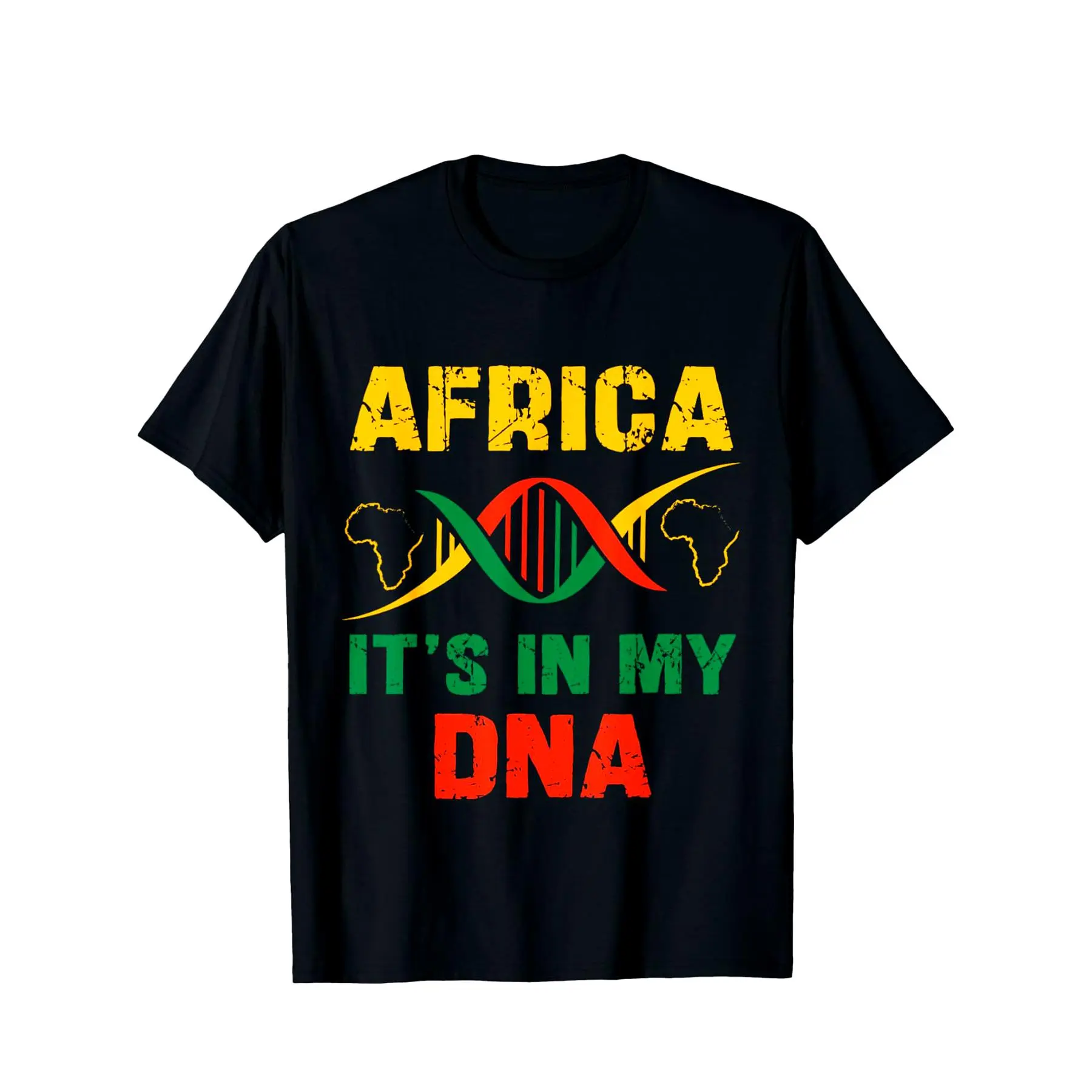 African Heritage Pride Men's T-Shirt - "Africa in My DNA" Colorful Print, 100% Cotton, Short Sleeve Crew Neck - Comfortable All-Season Wear - Ideal Gift for Family & Friends Golf Gift T-Shirt For Men and Women