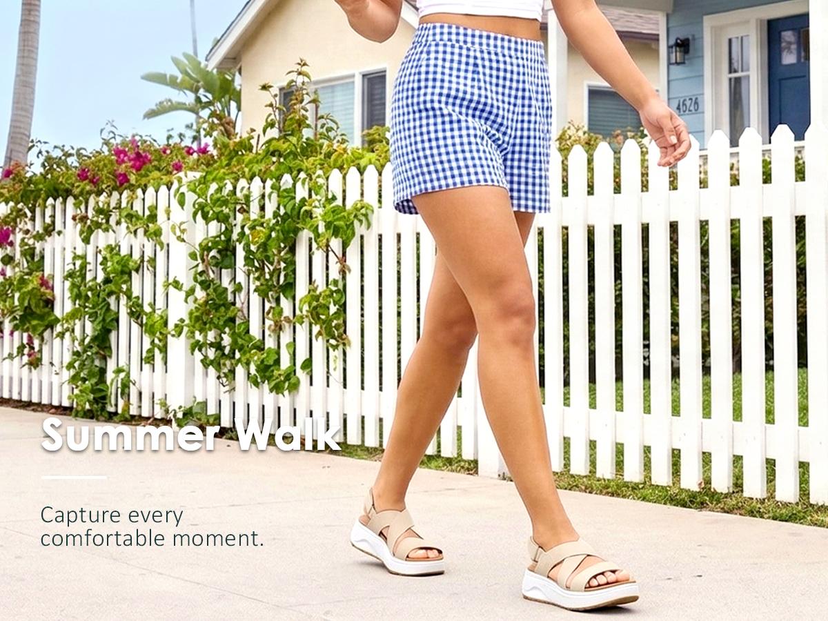 Vilanva Womens Platform Walking Sandals with Arch Support Comfortable Orthotic Wedge Sandals for Plantar Fasciitis Relief Casual Criss Cross Strappy for 2026 Summer trendy Outfits