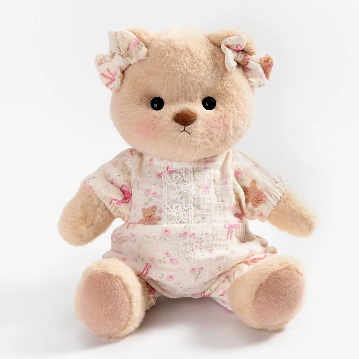 Getahug Pink Floral Lace Romper Bear | Handmade Jointed Teddy Bear Stuffed Animal Gift