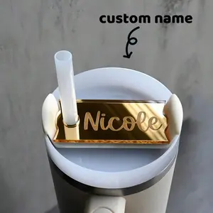 Gold Topper, Gold Topper, Elegant Topper, Modern Name Plate, 20oz 30oz 40oz Nameplate For Tumbler Water Bottle,Multi-Functional, Anti-Mold,Ornamental,Reusable,Stainless,Exquisite,Stylish,High-Quality,Adorable,Modern,Custom,Unique,Personalized,Ideal Gifts