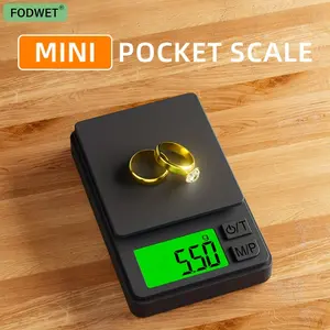 1pc FODWET Mini Pocket Digital Scale, 0.01g High Precision, Portable Flip-Top Jewelry Golden Weighing Scale, Home Kitchen Baking Small Grams Scale for Laboratory Measurement, Plastic, Battery Powered 1000G/0.01G