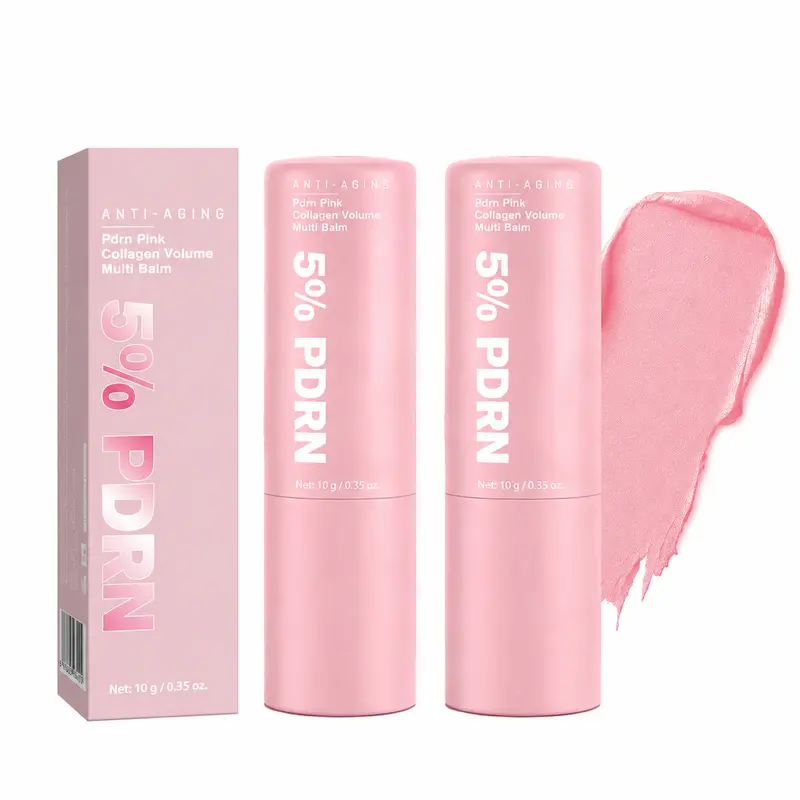 PDRN & Collagen Glow Balm Stick - Moisturizing Hydrating Dry Skin Rescue, Healthy Lips Care, Makeup Glide Base, Firming Anti-Wrinkle, Magnetic Split-Design with Replaceable Refill for Adults, Boosts Radiance