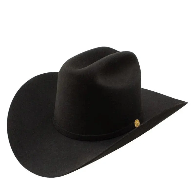 STETSON 100X The Golden Eagle Black Copa Alta Premium Felt Country Hat, Western Style Collectibles Cashmere Hat for Anniversary Gifting, Country Hats