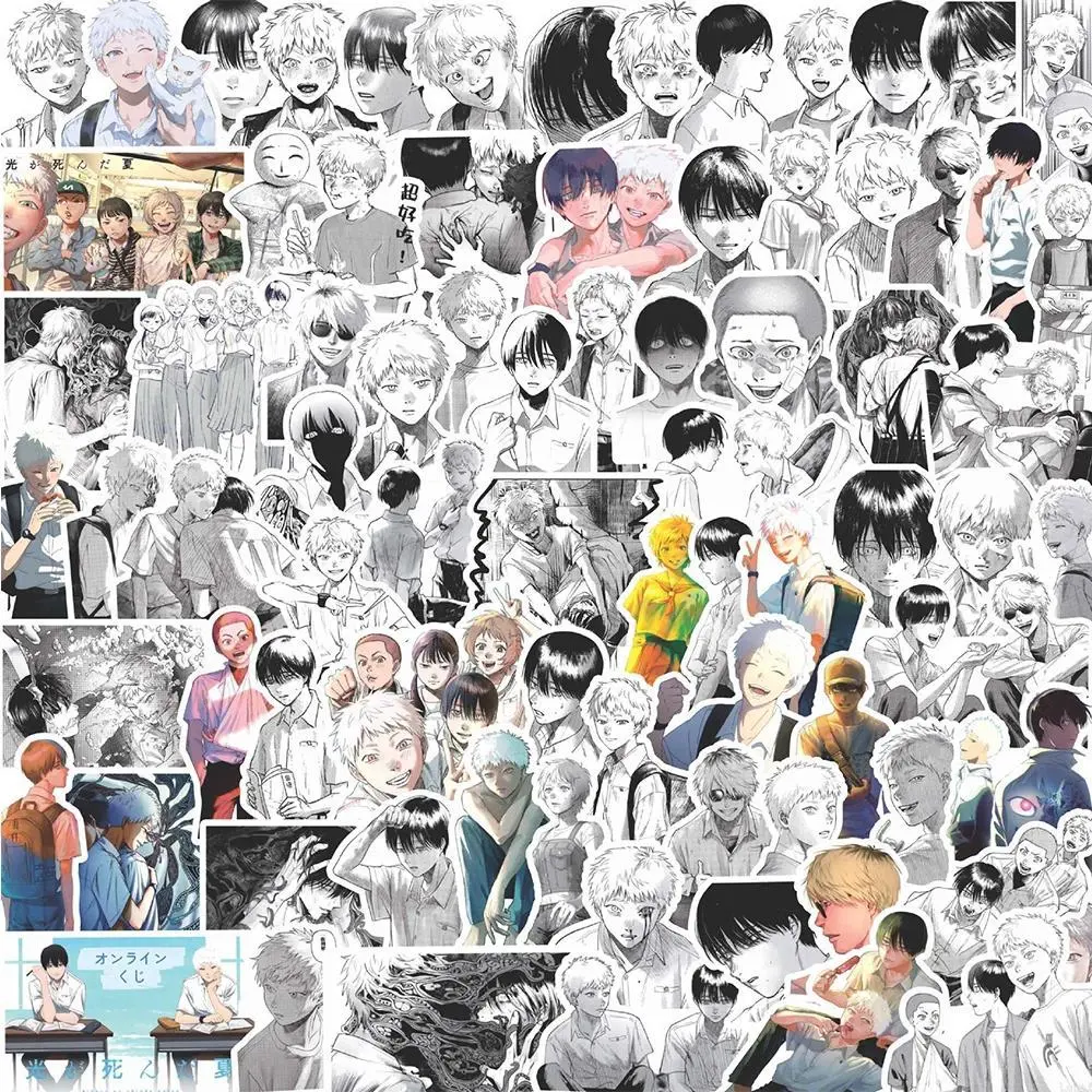 The Summer Hikaru Died Anime Manga Stickers (10pcs/30pcs/88pcs) - Black & White Classic Cool Stickers for DIY Scrapbook, Suitcase, Car Accessories, Phone, Guitar - Novelty Toy for Anime Fans