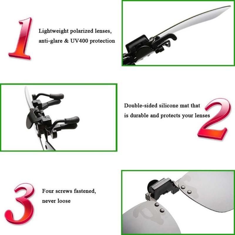 Polarized Clip-on Sunglasses with Flip Up Function Anti-Glare UV 400 Driving Glasses Clip-on for Prescription Glasses