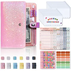 Creative Cash Budget Planner Set, Includes Zipper Bags, Gold Foil Budget Cards, Leather Binder Clips, Divided Budget Tools