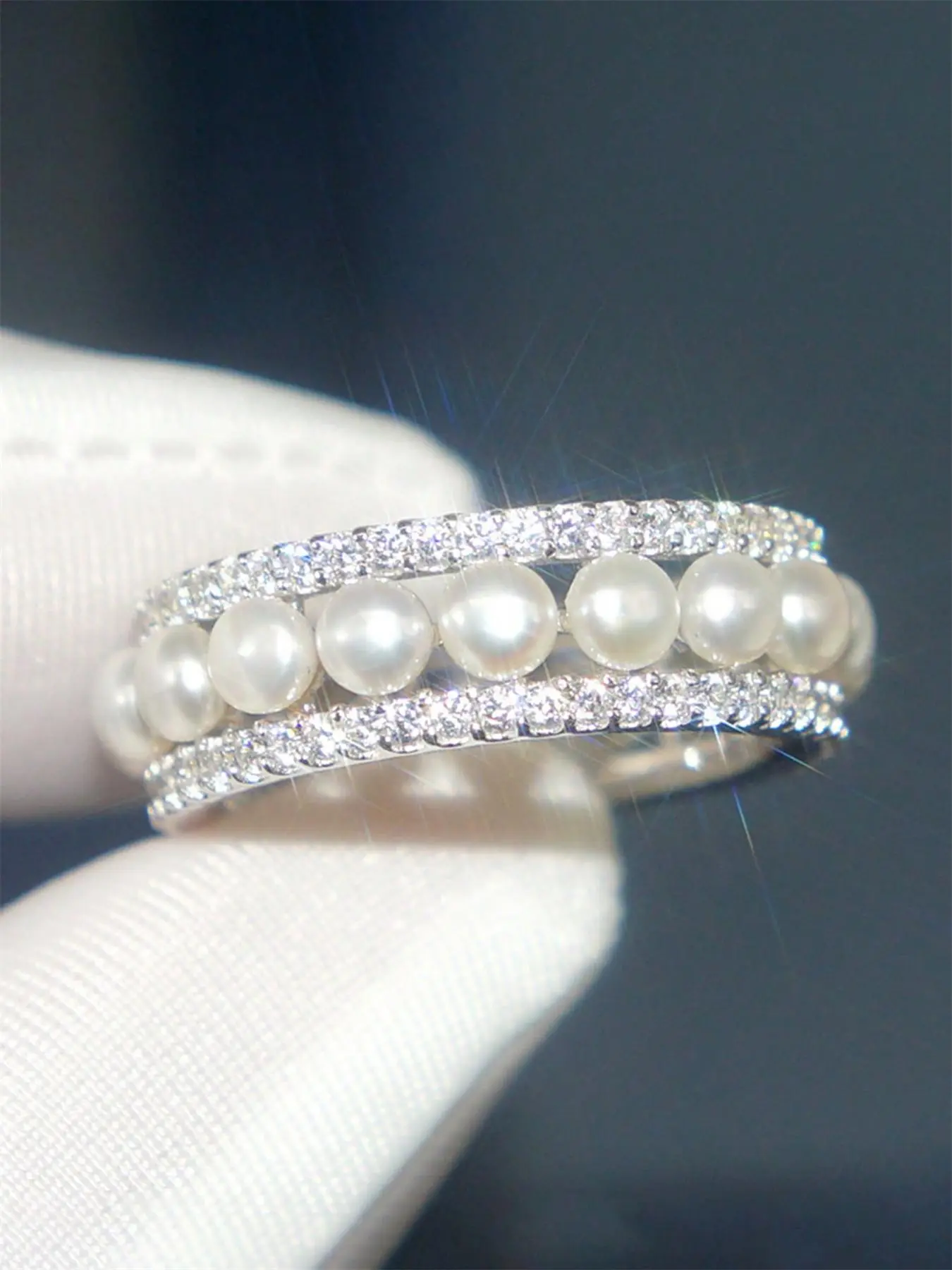 Elegant Faux Pearl & Rhinestone Decorated Ring, Jewelry Rings, Fashion Accessories for Women, Fashion Jewelry for Party, Daily Clothing Decor, Trendy All-match & Exquisite Jewelry for Birthday Gift, Trendy Jewellery Accessories