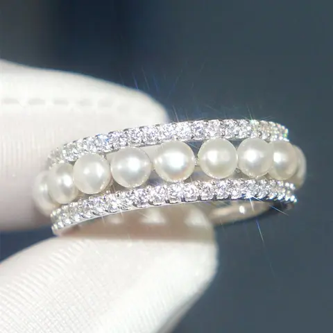Elegant Faux Pearl & Rhinestone Decorated Ring, Jewelry Rings, Fashion Accessories for Women, Fashion Jewelry for Party, Daily Clothing Decor, Trendy All-match & Exquisite Jewelry for Birthday Gift, Trendy Jewellery Accessories