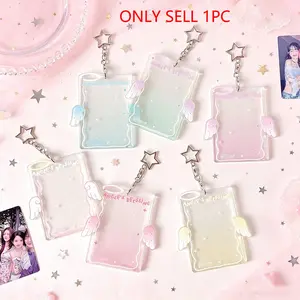 Transparent Acrylic Keychain Card Holder, 3 Inch Star Fan Display Case, Student Backpack Accessory, Girl Fashion Item, Keychain For Bags, Keychain Accessories