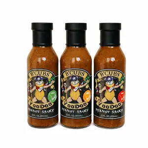 B’Cubs Voodoo Peanut Sauce, Texas-Made Premium Dipping Sauce, Marinade & Stir-Fry Sauce with Balanced Heat for Spring Rolls, Wings, Noodles, Grilled Meats & Veggies, 12 oz Glass Bottle