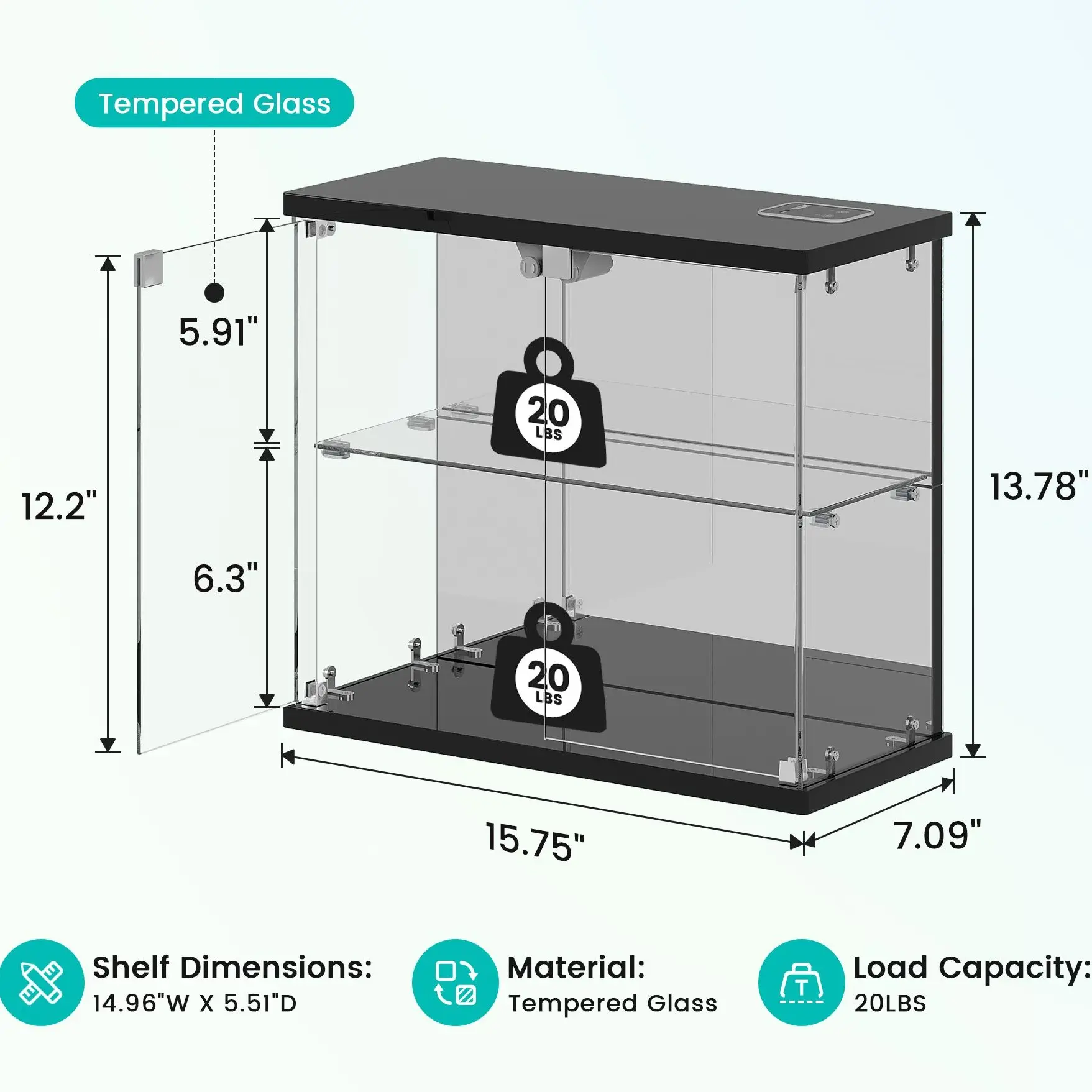 Miu Vanity Display Cabinet with Glass Doors,Storage Cabinet with 3 color light,2-Tier Curio Cabinet case for Collectibles,Toys，Books，for Playroom，Bedroom，Study Room,Black,Pink