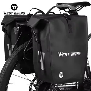 WEST BIKING 25L Large Waterproof Cycling Bike Pannier Double Rear Rack Travel Saddle Bag Bicycle Pannier Carrier Luggage Bag
