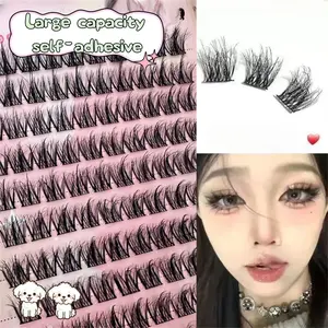5D Self-Adhesive False Eyelashes for Beginners, D Curl Cluster Lashes, No Glue Needed, 10-14mm, Natural Look, Easy to Apply, Beginner Friendly Eyelashes