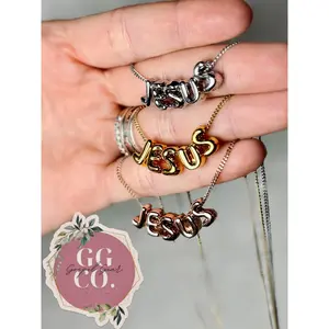 Jesus Bubble Name Necklace - Christian Jewelry - Christian Necklace  - Christian Gift