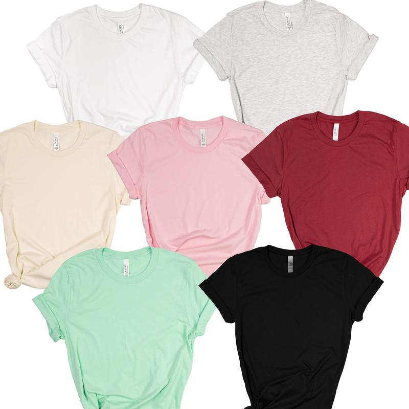 Bella Canvas 3001CVC Blank, Bella Canvas Tees, Plain Bella Canvas Unisex Tops in Various Colors for Men & Women