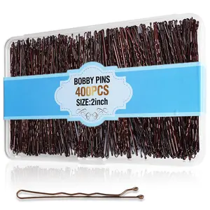 400Pcs Bobby Pins Brown, Bobby Pin, 2 Inch Premium Bobby Pins Secure Hold & Pain Free For Women Girls Wavy Black Bobby Pins Hair Clips With Storage Box