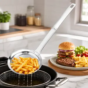 TidyLuxe Filter Scoop Stainless Steel Fat Skimmer Spoon Fine Mesh Strainer Food Strainer With Handle Kitchen Oil Colander Utensils for Soup Pasta & Frying Oils