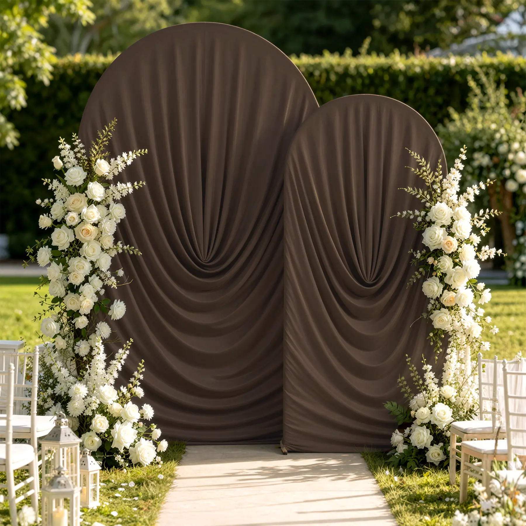 Arch Backdrop Cover, Fitted Spandex Stretch Fabric for Round Top Arch Stand, Wedding, Birthday, Baby Shower & Event Decor (Stand Not Included)