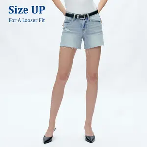 Stretchy Mid Rise Casual Denim Shorts Jeans For Summer Pocket Womenswear Bottoms Basic Minimalist