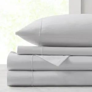 360 Stand Queen Size Bed Sheet Set (CCS20-012) - 90x102x0.13 in., Luxury 500TC Sheets Egyptian Cotton Sateen Weave, Grey Soft Bedding for Premium Sleep, Soft Bedding Sheet