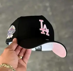 [April Stock Up]  Black New Era 9FORTY Los Angeles Dodgers Curved Brim Baseball Hat, Pink Embroidered LA Logo & Pink Undervisor, MLB Unisex Streetwear Cap, 250th Anniversary Embroidered Baseball Cap, Heated Unisex Outdoor Hat, 47 clean up hats