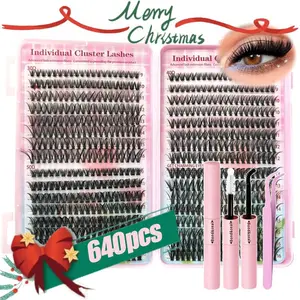 Mixed Length Individual False Eyelash With Glue & Tweezers Kit, False Eyelashes Extensions, 1 Set Natural Eyelash Extension, Self Grafting DIY Segmented Eyelash