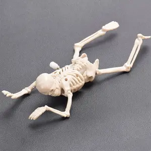 Halloween Mini Moveable Skeleton Figure, Crawling Home Decor Ornament, Realistic Plastic Jointed Skeleton Statue, Scary Decoration