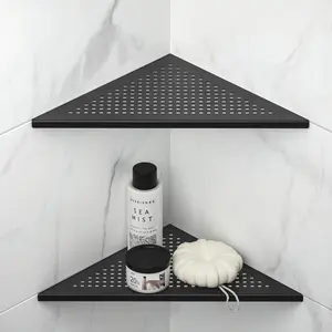 Corner Shower Shelves, 12" Matte Black 304 Stainless Steel Recessed Shelf for Bathroom, Grout in Shelf for Tiled Wall, 2 Pack Large Size
