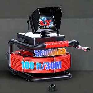 4.3" inch Pipe Drain Inspection Camera, 100FT/30M Sewer Camera with DVR Function & Snake Cable, Waterproof IP68 Borescope w/LED Lights Industrial Endoscope for Plumber Wall Duct Drain Pipe Plumbing