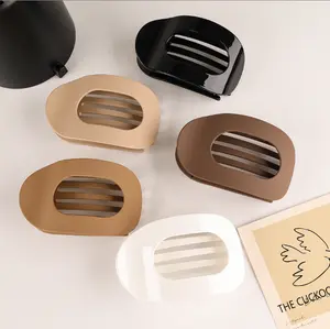 Simple Matte Seamless Hair Claw Set -  Shark Clip & Versatile Leopard Print Duck Bill Clip Hair Accessories