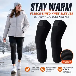 A pair of fleece‑lined thermal knee warmers featuring a thicker, longer design and anti‑slip straps, suitable for people with cold or uncomfortable knees; easily handles warmth and protection during commuting, cycling, and other outdoor activities.