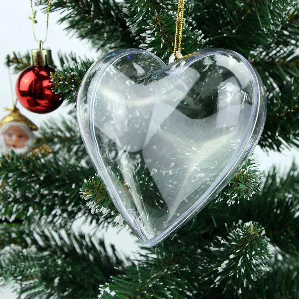 5Pcs 8CM Transparent Heart Decorative Balls DIY Plastic Fillable Ornaments Reusable Smooth Clear Heart Balls for Festival Mall Party Gift Decoration High Transparency Easy Filling