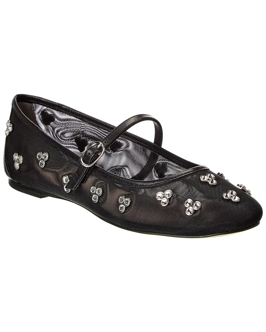 Stuart Weitzman Tammy Mesh & Leather Mary Jane Ballet Flat