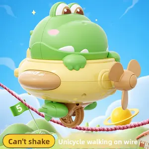 SKYQITIAN Electric Roly-Poly Dinosaur Unicycle Toy - Suspended Tightrope Walker with Rotating Gyroscope, Stress-Relieving Toy for Kids