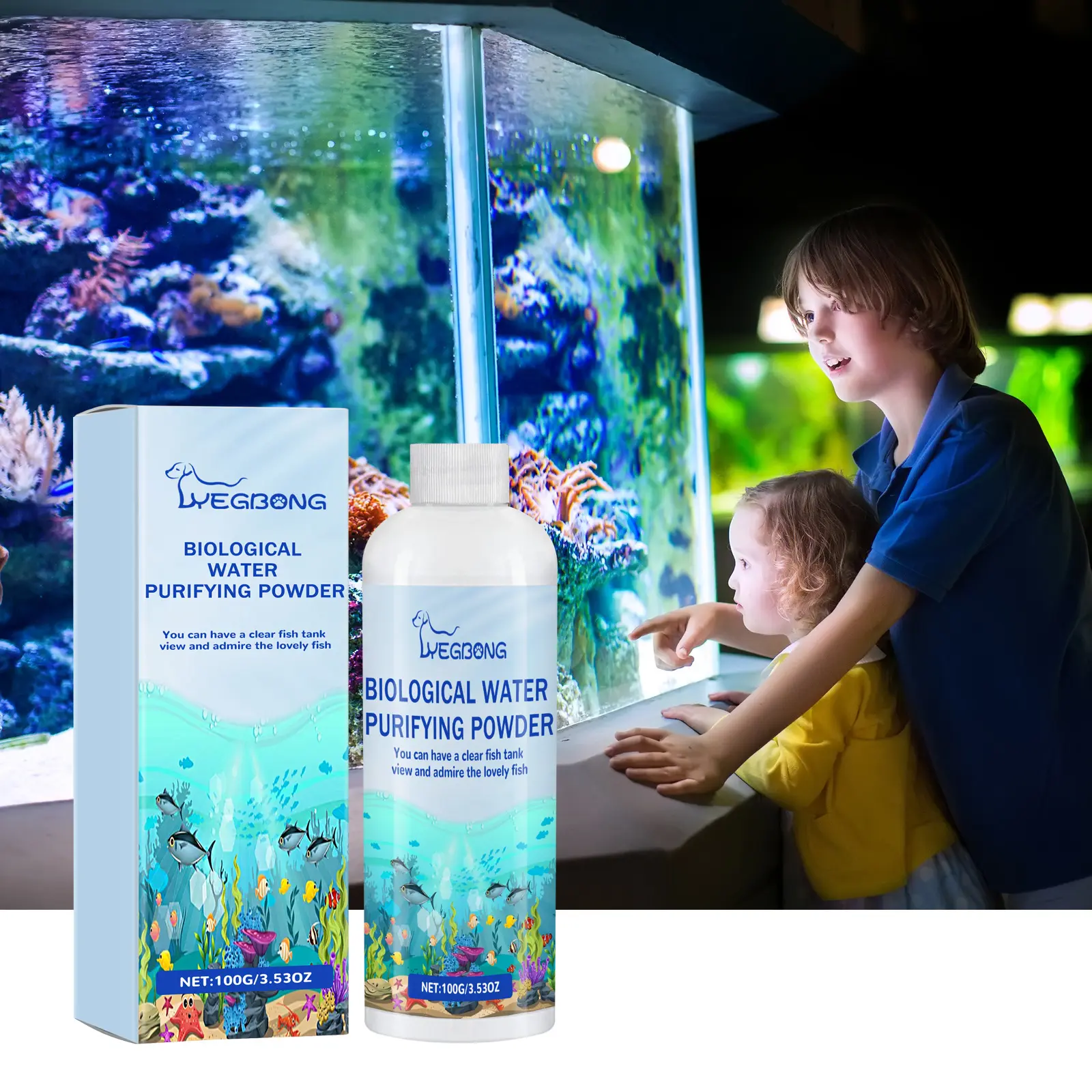 2025New model Fish Tank Water Purifier Removes Algae Powder, Clean Fish Tank Remove Moss Algae Net Water Quality Instant Algae Removal Powder Aquarium Cleaner