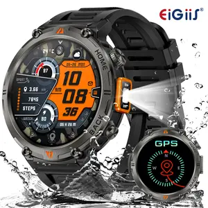 EIGIIS KE3Pro Outdoor Smart Watches for Men with GPS LED Flashlight 1.45’’ HD Smartwatch(Call Make/ Answer) with 100+ Sports Modes Pedometer Message Notification 3ATM Waterproof Multifunctional Digital Watch Back to School Gifts