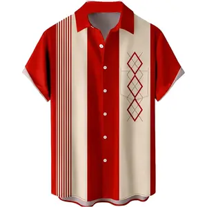 Hodaweisolp Men's Casual Short Sleeve Button Down Bowling Summer Loose Hawaiian Beach Shirts