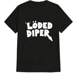 LÖDED DIPER Misfit Rodrick Tee - Black Short Sleeve Top with White Graphic Design - Menswear